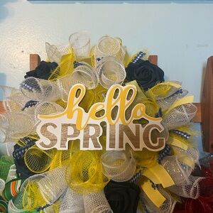 Spring Wreath with Yellow and Black Accents